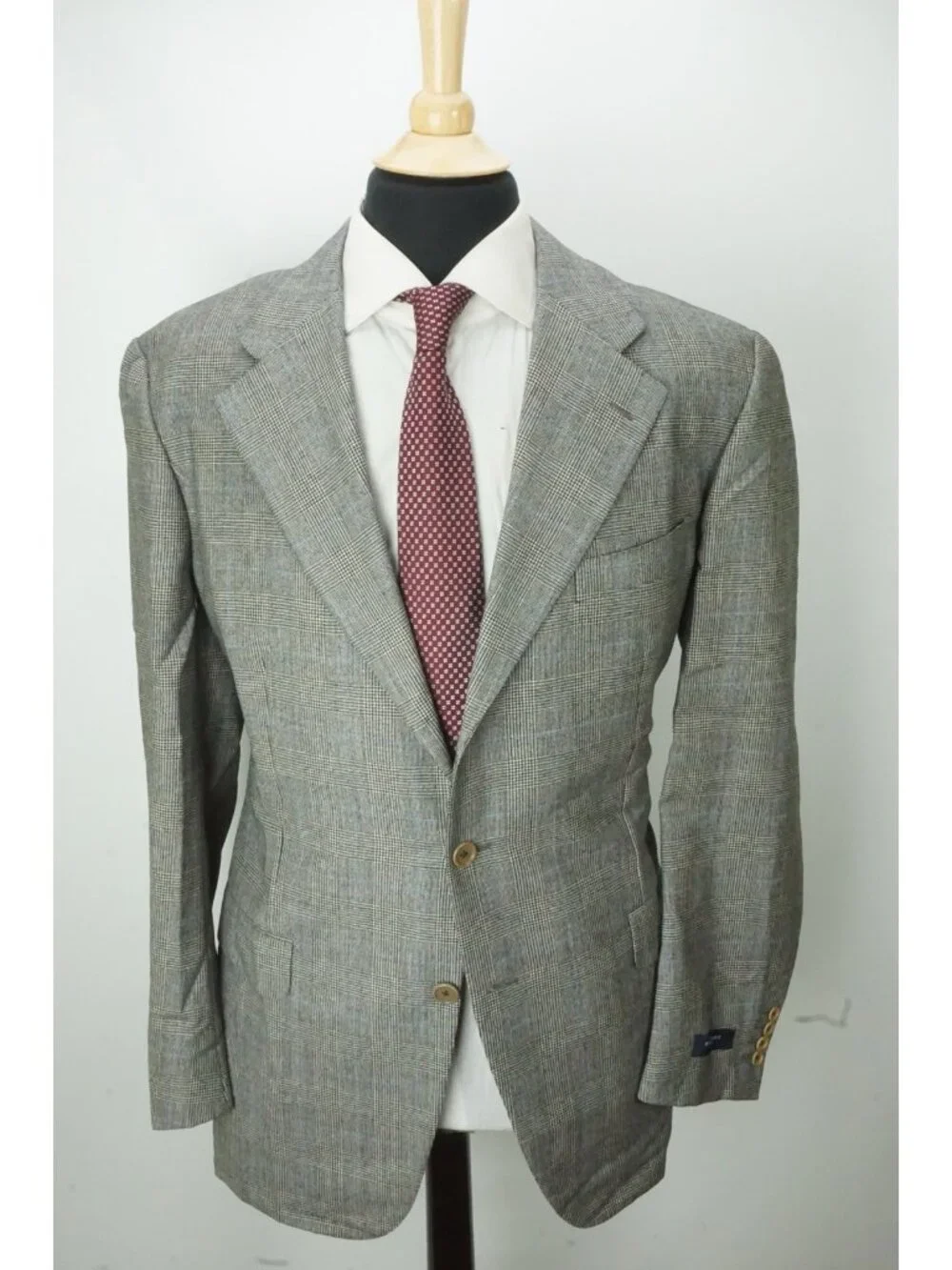 Burberry London Gray Blue Black Plaid Wool 2 Pc Suit Jacket Pant 56R EU NEW
